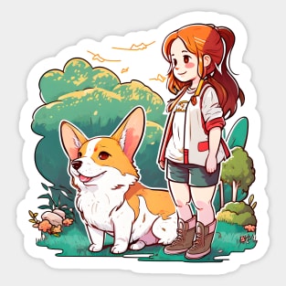 Corgi Girl Funny Pembroke Welsh Corgi Vintage Dog Lover Sticker